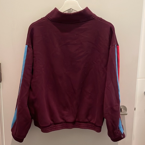 PINK by Victoria’s Secret - Burgundy Quarter Zip with Red and Blue Stripes - Picture 3 of 3